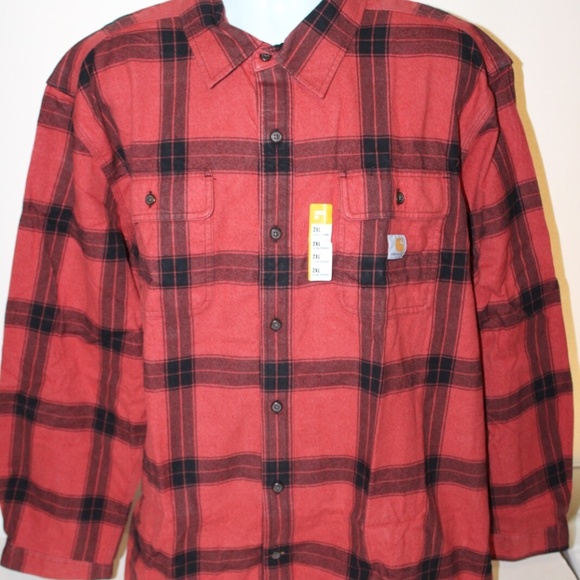 NWT CARHARTT Loose Fit Heavyweight Cotton Plaid Flannel Button Shirt Size 2XL - Picture 4 of 5